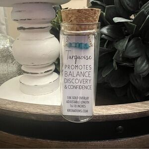 Kris Nations Turquoise Beaded Necklace - 18K Gold Overlay NEW! 16-18 inches